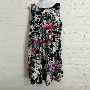 Motherhood Maternity Plus Dress 2X White Floral Sleeveless Pockets BS16